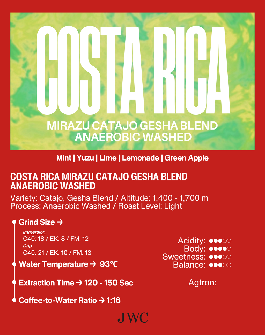 Costa Rica Mirazu Catajo Gesha Blend Anaerobic Washed