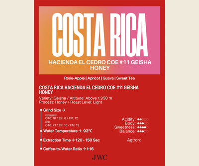Costa Rica Haciend El Cedro COE #11 Geisha Honey