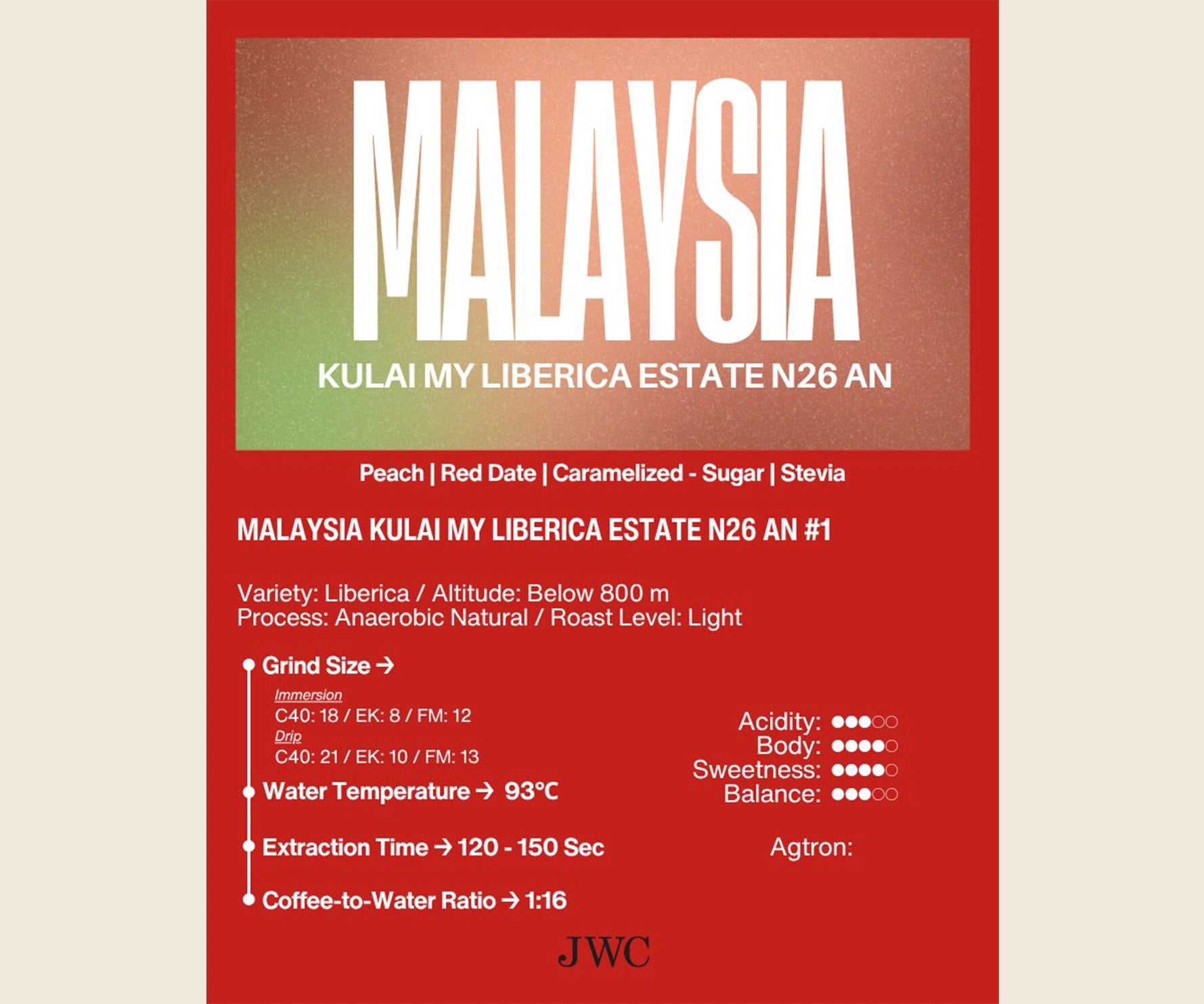 Malaysia Kulai My Liberica Estate N26 AN