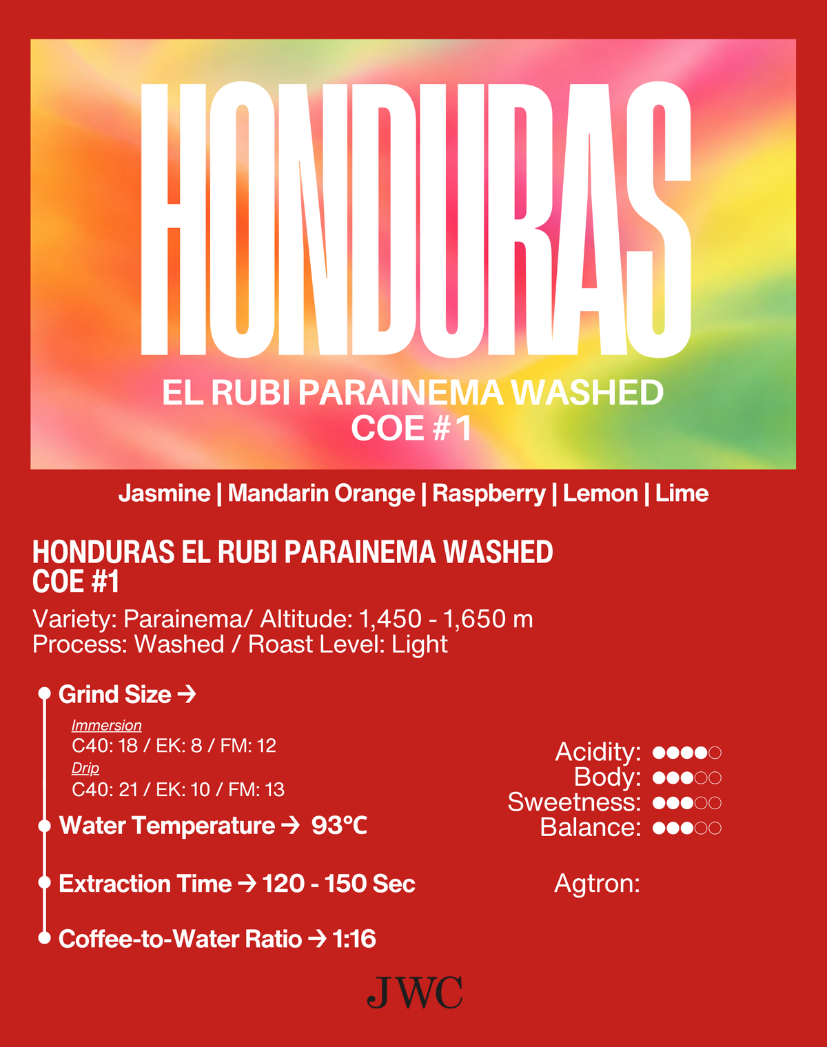 Honduras El Rubi Parainema COE #1 Washed